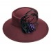 5658CM 's Retro England Bucket Pork Pie Hat Wool Felt Feather Wide Brim   eb-69891765